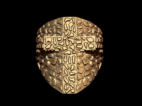Plain Gold Nugget Cross Ring 3D 프린트 모델