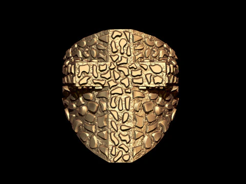 Plain Gold Nugget Cross Ring 3D Print Model