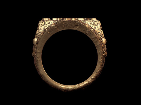 Plain Gold Nugget Cross Ring 3D 프린트 모델