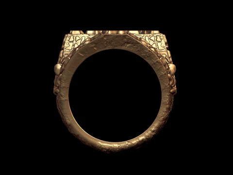 Plain Gold Nugget Cross Ring 3D Print Model