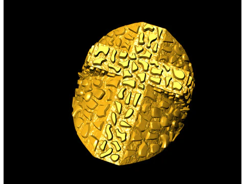 Plain Gold Nugget Cross Ring 3D Print Model