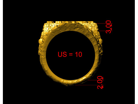 Plain Gold Nugget Cross Ring 3D 프린트 모델