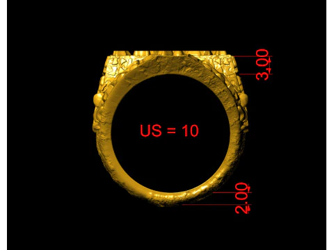 Plain Gold Nugget Cross Ring 3D Print Model