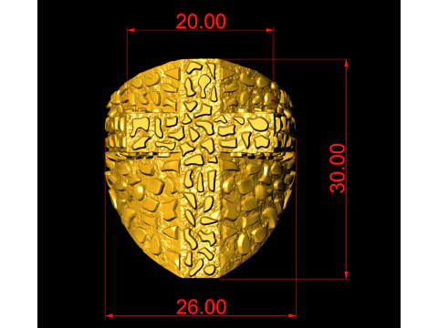 Plain Gold Nugget Cross Ring 3D Print Model