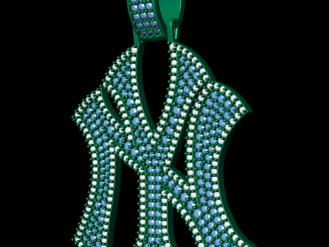 NY Yankees Logo Fully iced Pendant 3D Print Model