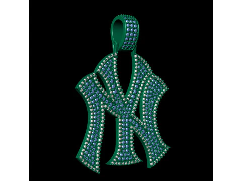 NY Yankees Logo Fully iced Pendant 3D Print Model