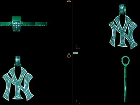 纽约洋基队徽标全冰吊坠 3D 打印模型