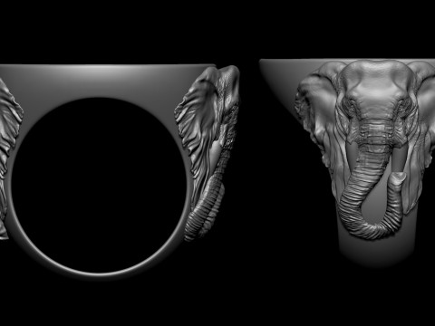 Elephant Signet Ring Shank 3D Print Model