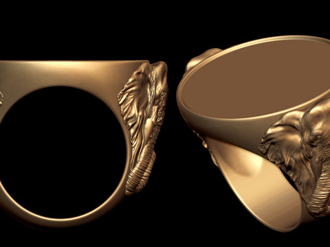 Elephant Signet Ring Shank 3D Print Model