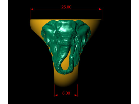 Elephant Signet Ring Shank 3D Print Model