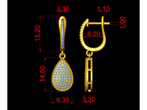 Pear Shape Drop Clip Earrings Modelo de Impressão 3D