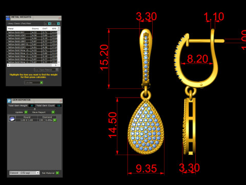 Pear Shape Drop Clip Earrings Modelo de Impressão 3D