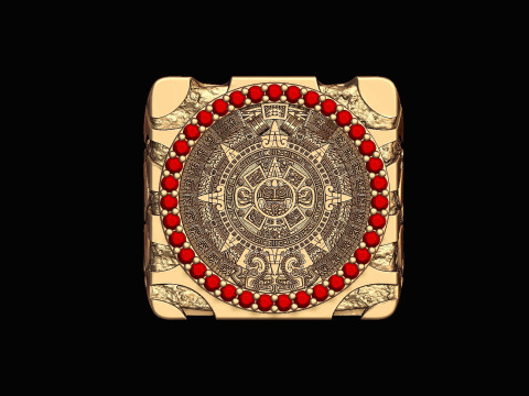 Mayan Calendar Nugget Gold Ring 3D प्रिंट मॉडल