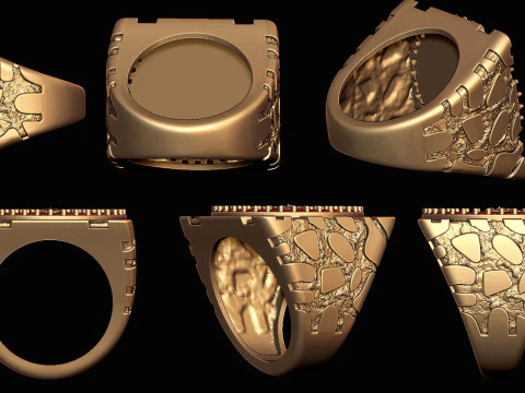 Mayan Calendar Nugget Gold Ring 3D Print Model