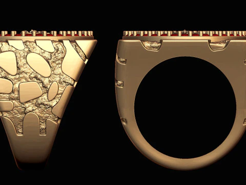 Mayan Calendar Nugget Gold Ring 3D Print Model