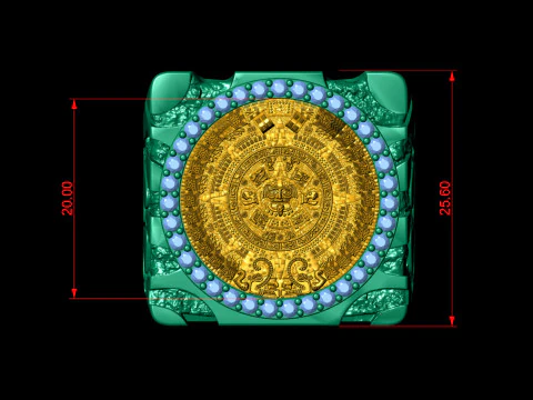 Mayan Calendar Nugget Gold Ring 3D Print Model
