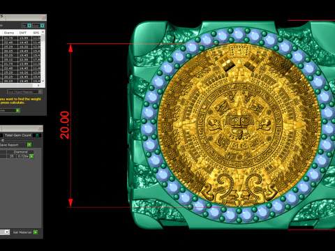 Mayan Calendar Nugget Gold Ring 3D Print Model