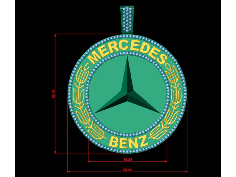 Mercedes Gents Pendant 3D print model 3D Print Model