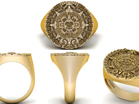 Mayan Calendar Ring 3D Print Model