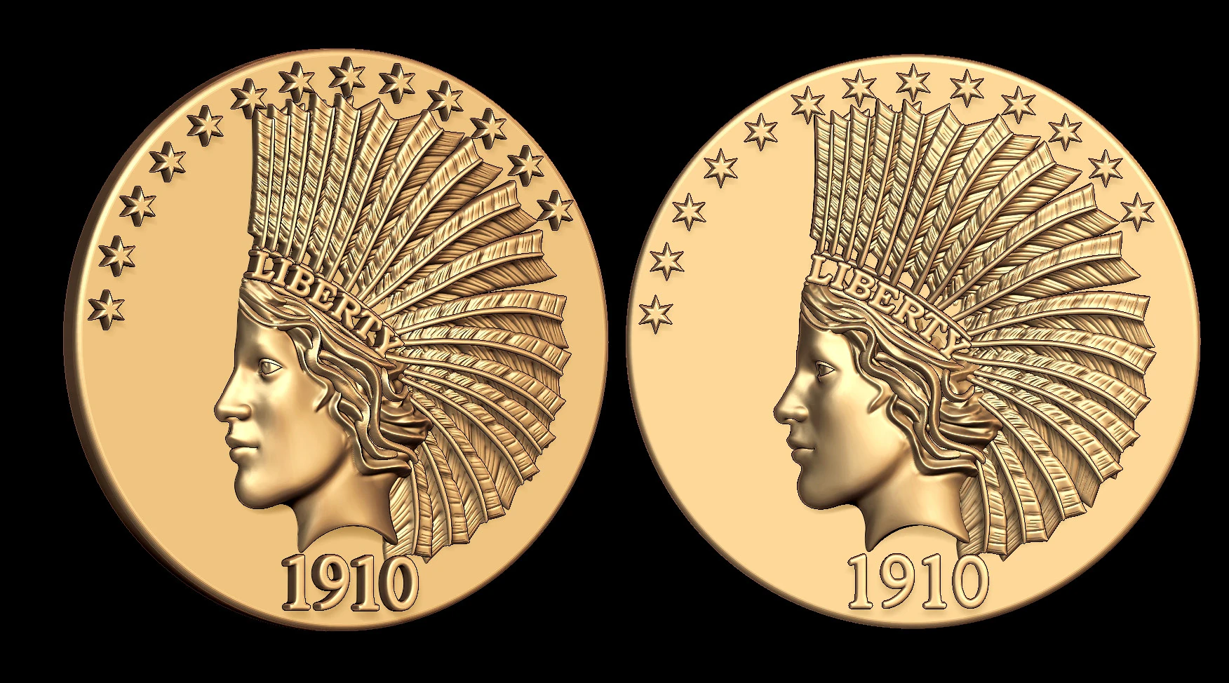 Liberty Coin 1910 3D Print Model .c4d .max .obj .3ds .fbx .stl .blend 