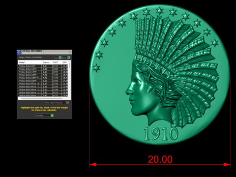 Liberty Coin 1910 3D-printmodel