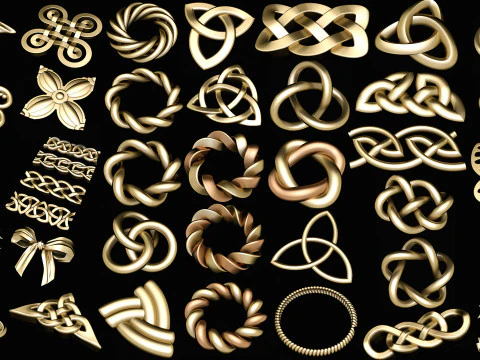 珠宝配饰 36 件装 3D 打印模型