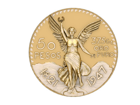 Mexican 50 Pesos Gold Coin 3D प्रिंट मॉडल
