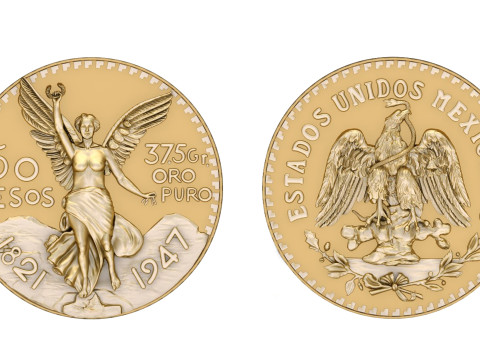 Mexican 50 Pesos Gold Coin 3D प्रिंट मॉडल