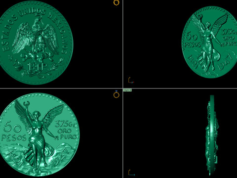 Mexican 50 Pesos Gold Coin 3D प्रिंट मॉडल