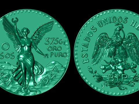 Mexican 50 Pesos Gold Coin 3D प्रिंट मॉडल