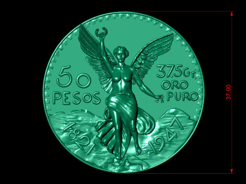 Mexican 50 Pesos Gold Coin 3D प्रिंट मॉडल