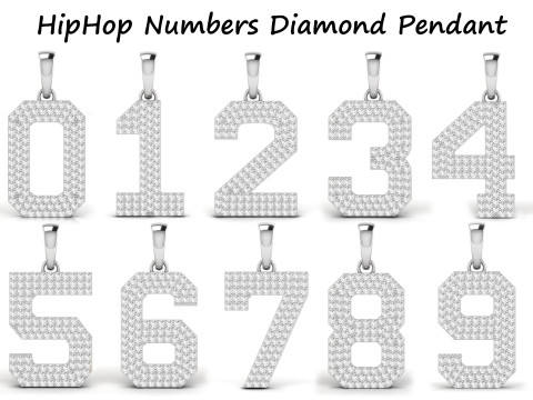 HipHop Numbers Diamond Pendant 3D प्रिंट मॉडल