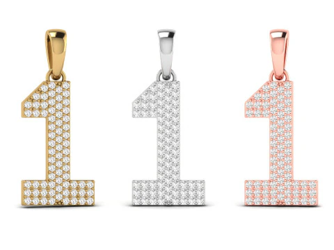 1 Numara Yazı Tipi Pırlanta Kolye 3D Baskı Modeli