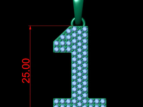 Number 1 Font Diamond Pendant 3D Print Model