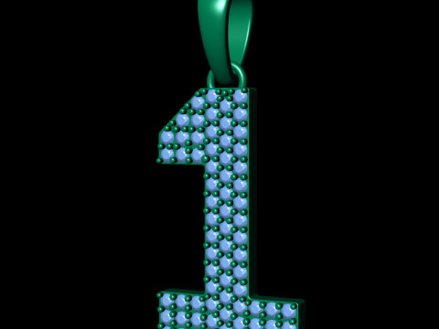 Number 1 Font Diamond Pendant 3D प्रिंट मॉडल