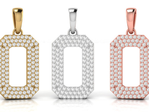 Number 0 Font Diamond Pendant 3D Print Model