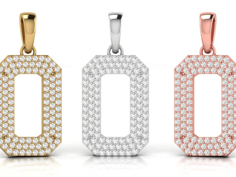 0 Numara Yazı Tipi Pırlanta Kolye 3D Baskı Modeli