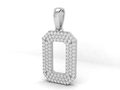 Number 0 Font Diamond Pendant 3D Print Model