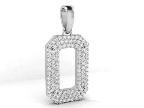 Number 0 Font Diamond Pendant 3D Print Model