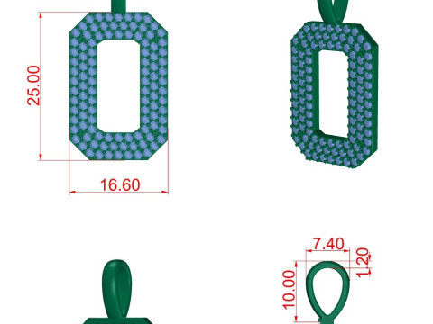 Number 0 Font Diamond Pendant 3D Print Model