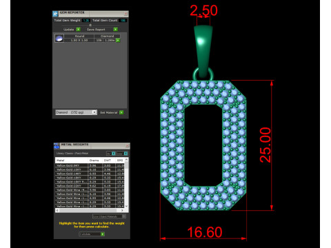 Number 0 Font Diamond Pendant 3D Print Model
