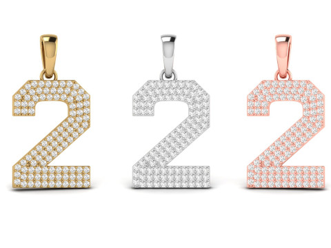 Number 2 Font Diamond Pendant 3D Print Model