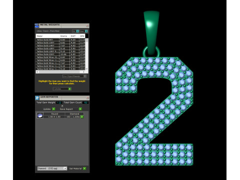 Number 2 Font Diamond Pendant 3D Print Model