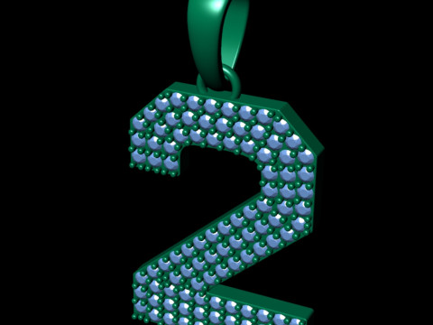Number 2 Font Diamond Pendant 3D Print Model