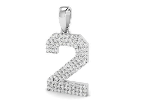 Number 2 Font Diamond Pendant 3D Print Model