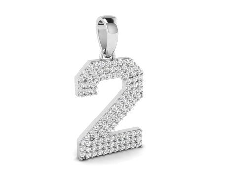 Number 2 Font Diamond Pendant 3D Print Model