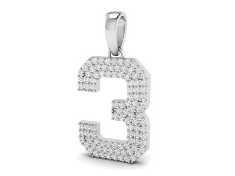 Number 3 Font Diamond Pendant 3D Print Model