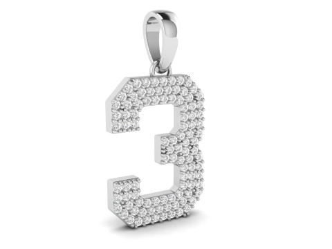 Number 3 Font Diamond Pendant 3D Print Model