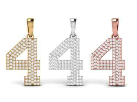 Number 4 Font Diamond Pendant 3D Print Model