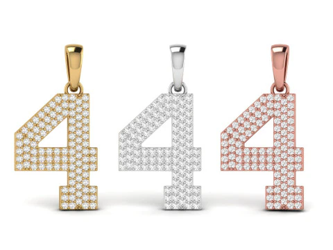 4 Numara Yazı Tipi Pırlanta Kolye 3D Baskı Modeli
